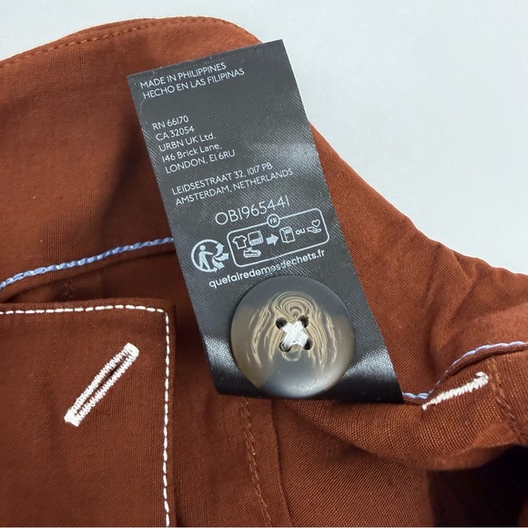 Maeve X Anthropologie Colette Crop Wide Leg Pant Merrick White Contrast Stitch - Picture 14 of 14